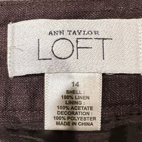 Ann Taylor Loft Skirt Women's 14 Brown Green Blue Gold Geometric Linen - Picture 5 of 6